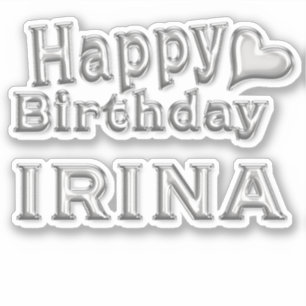 Irina Happy Birthday silver Sticker