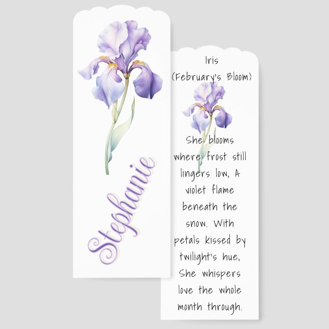 Iris – A February Bloom Keepsake Bookmarks (Front & Back)