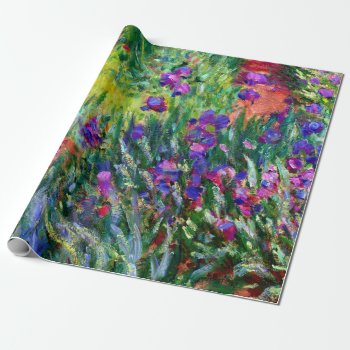 Iris Along The Garden Path By Claude Monet Wrapping Paper by monetart at Zazzle