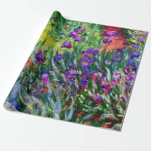 Iris Along the Garden Path by Claude Monet Wrapping Paper