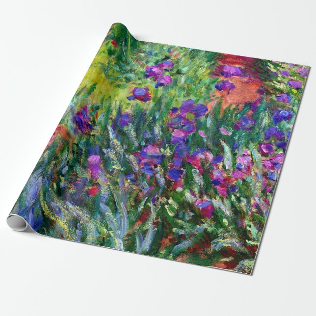 Iris Along the Garden Path by Claude Monet Wrapping Paper (Unrolled)
