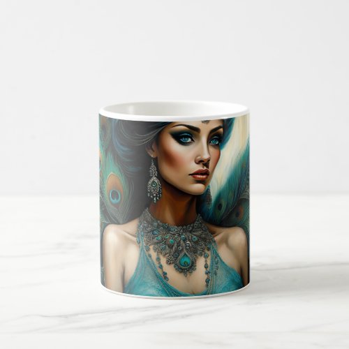 Iris An Art Deco Peacock Flapper Coffee Mug