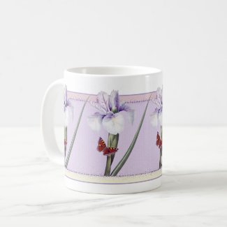 Iris and Butterfly Pastel Botanical Mug