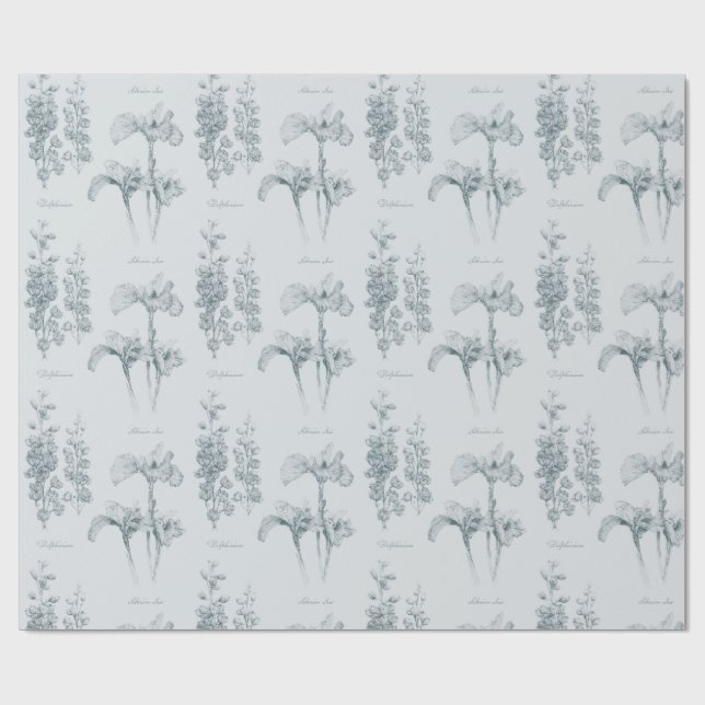 Iris and Delphinium Garden Wrapping Paper (Flat)