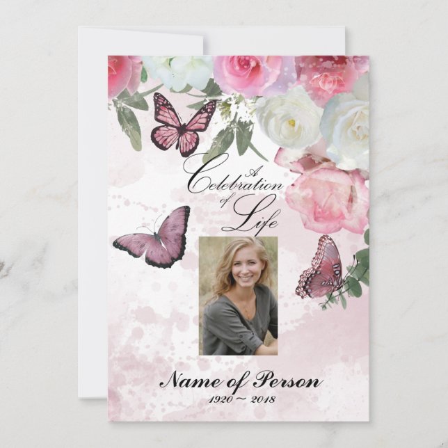 Iris and Hummingbird Celebration of Life Funeral I Invitation (Front)