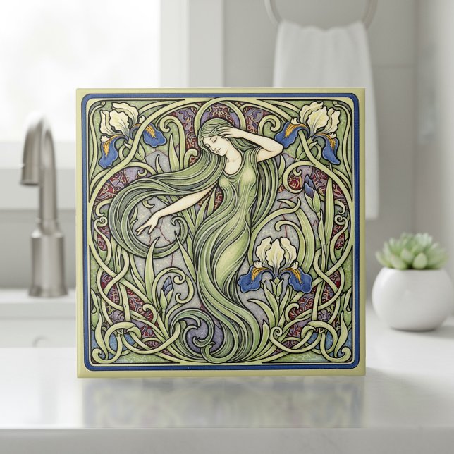Iris and Muse Art Nouveau Pat#5 ID1193 Ceramic Tile (Creator Uploaded)