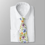 Iris and roses watercolor floral pattern tie