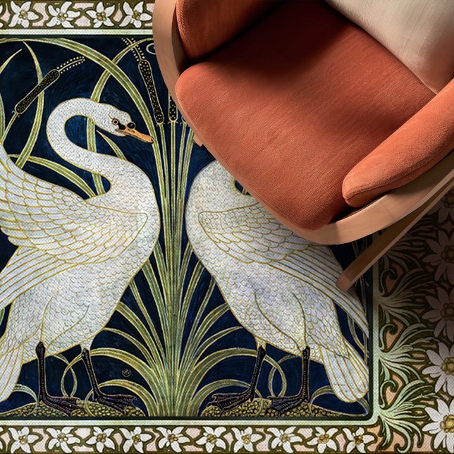 Iris and Rush Swans Walter Crane Rich Blue & White Runner (Creator Uploaded)