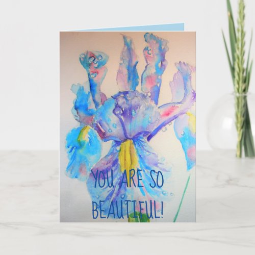 Iris Art floral So Beautiful Birthday Card