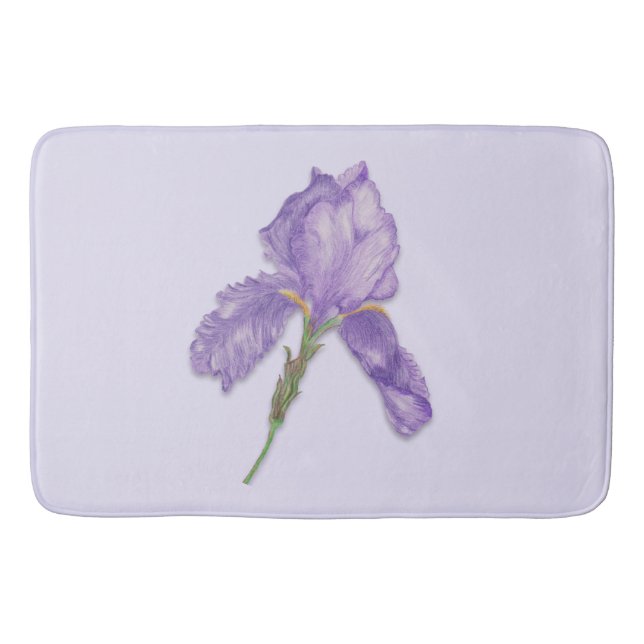 Iris, Bearded Purple Iris Bathroom Mat (Front)
