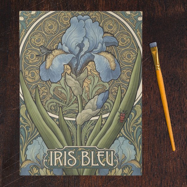 Iris Bleu French Style Art Nouveau Blue Irises Tissue Paper (Creator Uploaded)