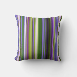 Iris Blossoms Purple and Green Stripe Throw Pillow
