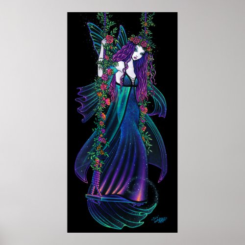 Iris Bohemian Fairy Swing Flower Child Hippie Art Poster