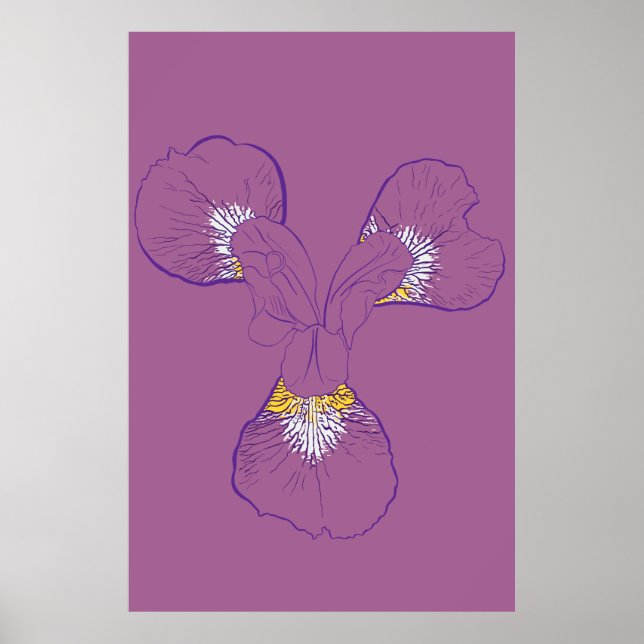 Iris Botanical Line Art Poster (Front)