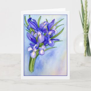 Iris Bouquet Blank Greeting Card
