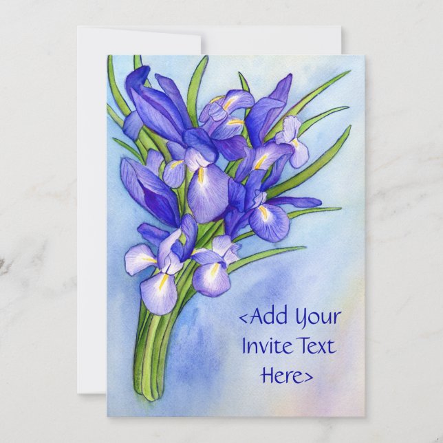 Iris Bouquet Flower Painting Invitation (Front)