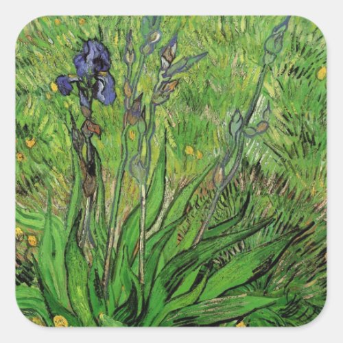 Iris by Vincent van Gogh Vintage Garden Flowers Square Sticker