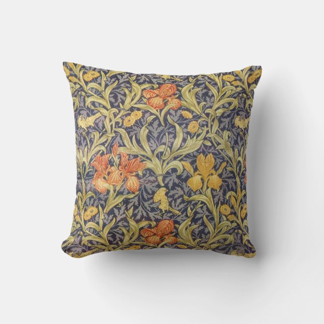 Iris by William Morris Throw Pillow (Front)