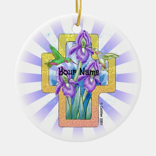 Iris Cross Christian  Ornament 