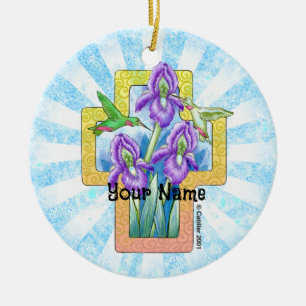 Iris Cross Christian Ornament