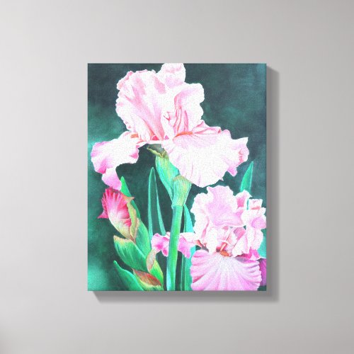 Iris Elegant Pink Acrylic Detailed Painting Canvas Print