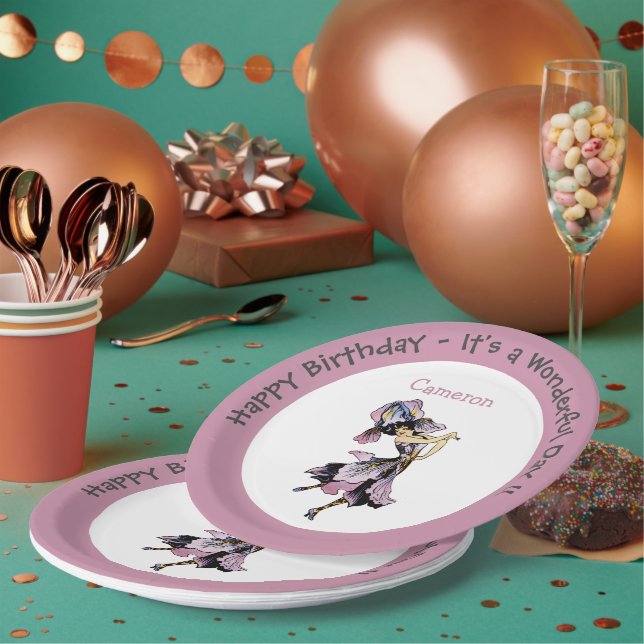 Iris - Fleur-de-Lis Whimsical Flower Party Supply Paper Plates (Multi)