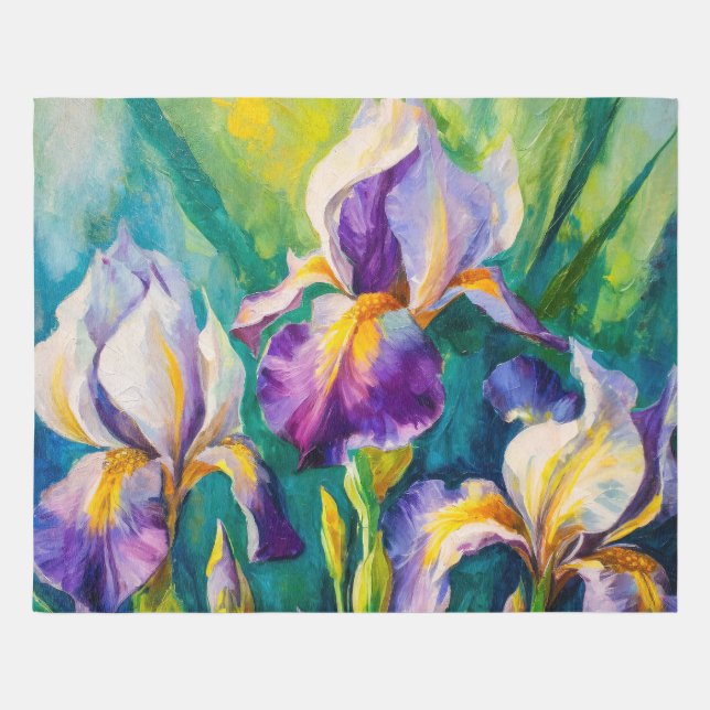 Iris Floral Acrylic Painting Rug (Front)