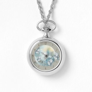 Iris Floral Moon Necklace Watch