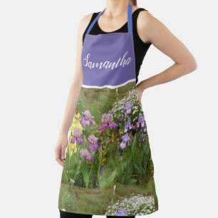 Iris Floral Shabby Chic Purple Floral Pattern Apron