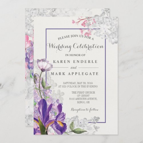 Iris Floral Spring Wedding Invitation