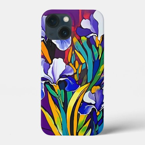 Iris Flower Abstract Art Floral Colorful Bright iPhone 13 Mini Case