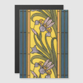 Iris Flower Art Nouveau Stained Glass Blue Gold (Front/Back)