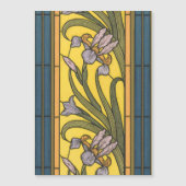 Iris Flower Art Nouveau Stained Glass Blue Gold (Front)