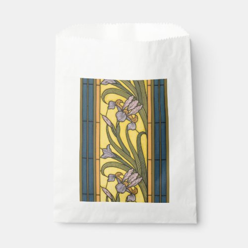 Iris Flower Art Nouveau Stained Glass Blue Gold Favor Bag