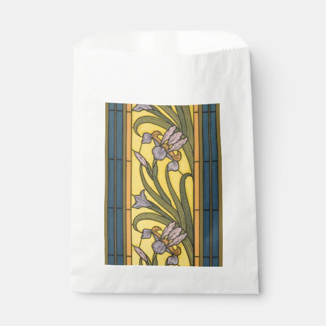 Iris Flower Art Nouveau Stained Glass Blue Gold Favor Bag (Front)
