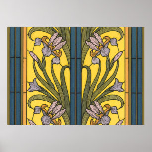 Art Nouveau Stained Glass Flower Posters Prints Zazzle