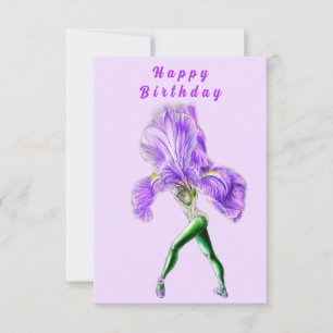Iris Flower Ballet Dancer Birthday Card