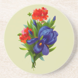 Iris Flower Bouquet Vintage Art Coaster