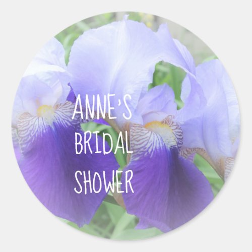 Iris Flower Bridal Shower Classic Round Sticker