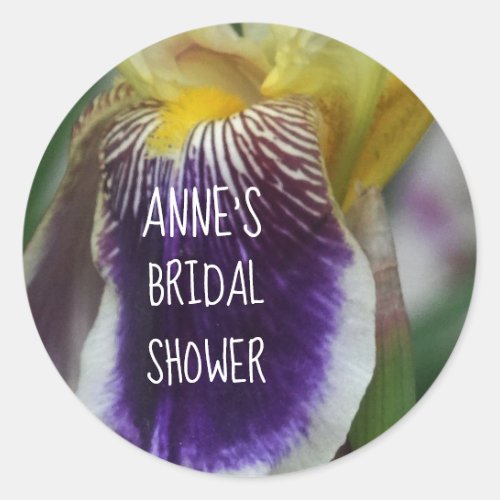 Iris Flower Bridal Shower Classic Round Sticker