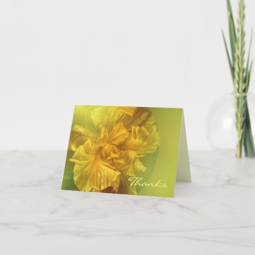 Iris flower close up painted yellow thanks card