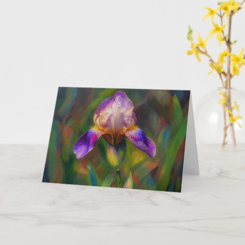 Iris Flower Floral Oil Painting Style Art Notecard