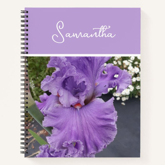 Iris Flower Flowers Purple Lavender Lilac Apron Notebook (Front)