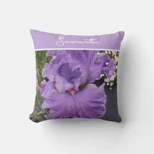 Iris Flower Flowers Purple Lavender Lilac Apron Throw Pillow