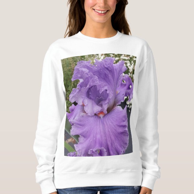 Iris Flower Flowers Purple Lavender Lilac Floral Sweatshirt (Front)