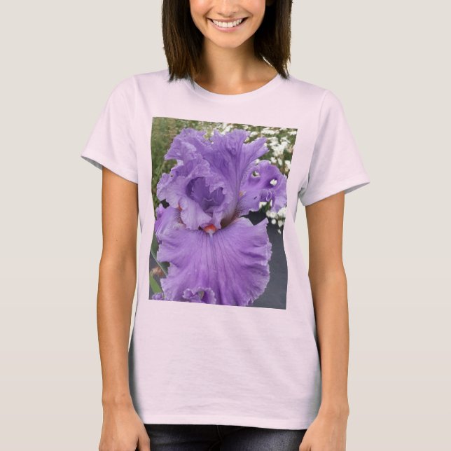 Iris Flower Flowers Purple Lavender Lilac Floral T-Shirt (Front)