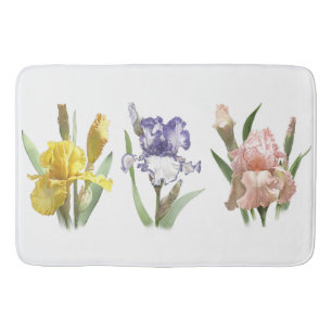Iris Flower Garden Design Bath Mat