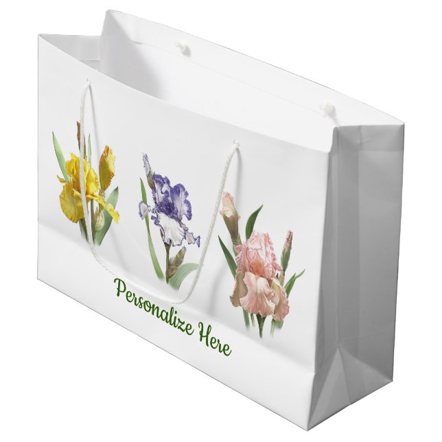 Iris Flower Garden Large Gift Bag (Front Angled)