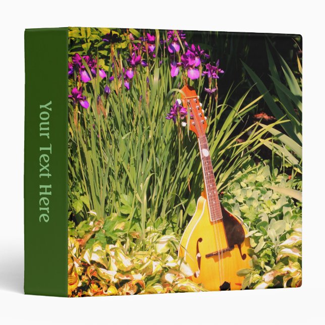 Iris Flower Garden Mandolin Nature Personalized 3 Ring Binder (Front/Spine)