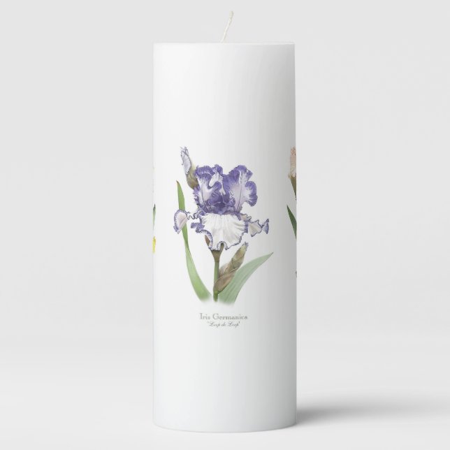 Iris Flower Garden Pillar Candle (Front)